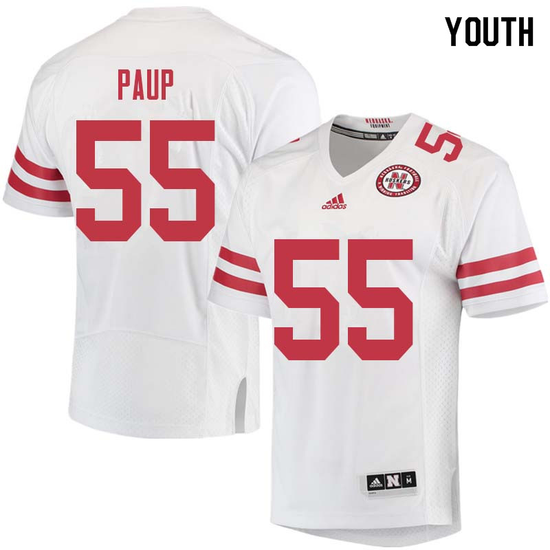 Youth #55 Jordan Paup Nebraska Cornhuskers College Football Jerseys Sale-White